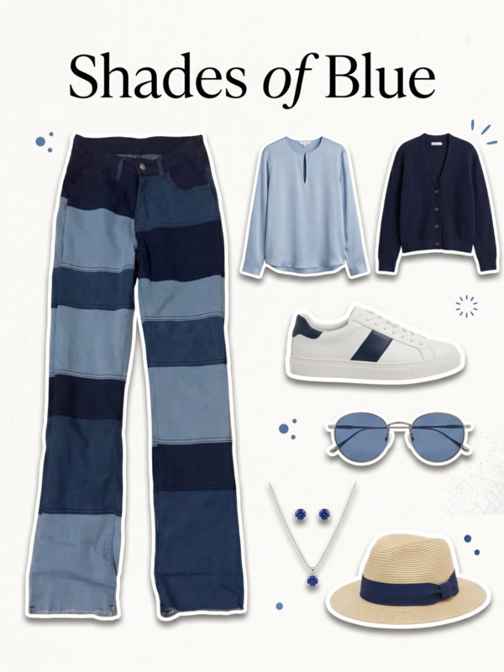 Patchwork Color-Block Flare Jeans — Mixed Denim